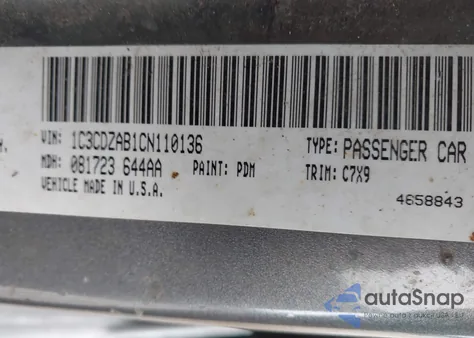 2012 Dodge Avenger Se из США, поврежденный, VIN 1C3CDZAB1CN110136